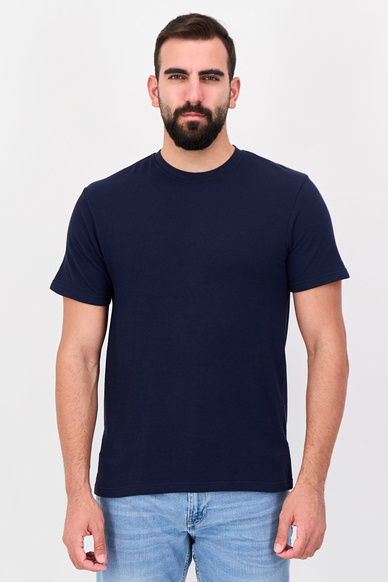 Threadbare Men Crew Neck Short Sleeve Plain T-Shirt, Navy - Image 1